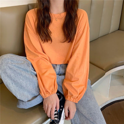 Students Slimming Sweater Lantern Sleeve