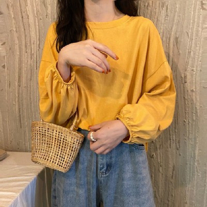 Students Slimming Sweater Lantern Sleeve