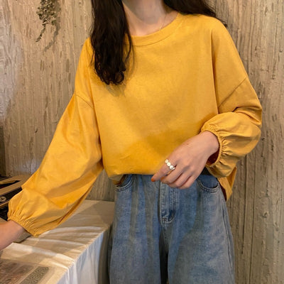 Students Slimming Sweater Lantern Sleeve