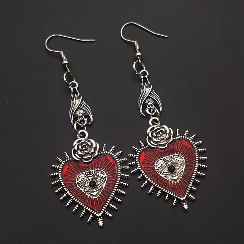 New Cross Occult Diablo Goth Piercing Drop Earrings