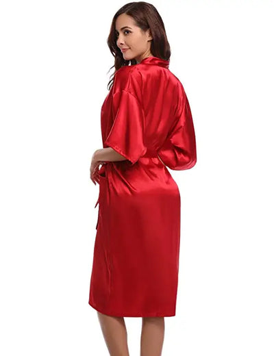 PURPLE Womens Robe Hot Sale Faux Silk Kimono Bath Gown