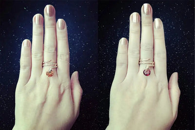 Retro Snake Rings for Women Orange Red Zircon Crystal Rose Gold Color Unusual Rings With Stone Women"s Accessories Jewellry R149 FASHION FREANZY