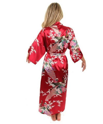 Brand New Black Women Silk Kimono Robes Long Sexy Nightgown Vintage