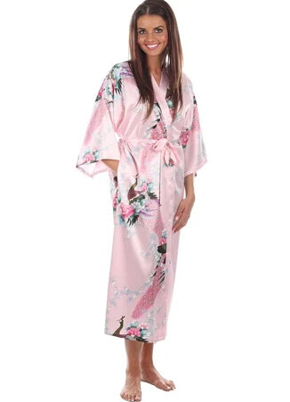 Brand New Black Women Silk Kimono Robes Long Sexy Nightgown Vintage