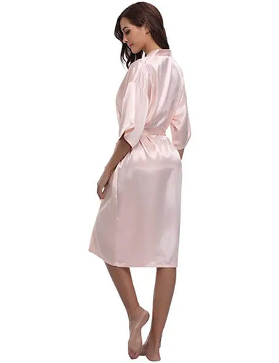 PURPLE Womens Robe Hot Sale Faux Silk Kimono Bath Gown