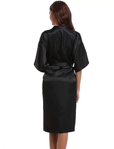 PURPLE Womens Robe Hot Sale Faux Silk Kimono Bath Gown