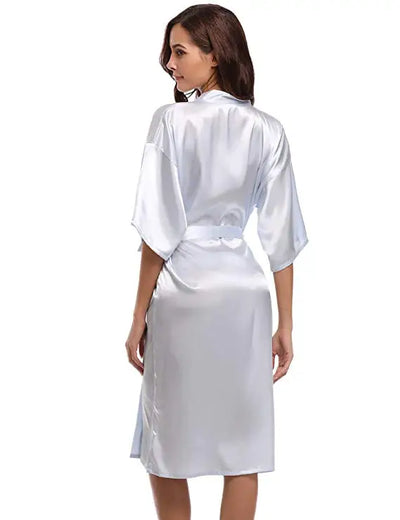 PURPLE Womens Robe Hot Sale Faux Silk Kimono Bath Gown
