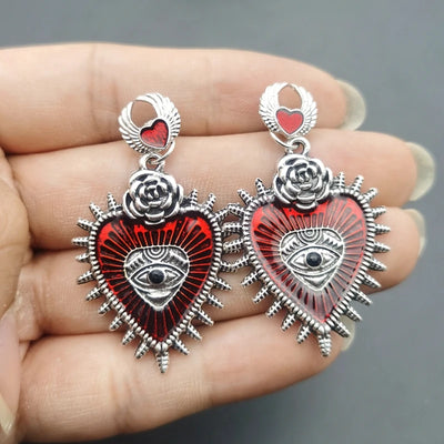 New Cross Occult Diablo Goth Piercing Drop Earrings
