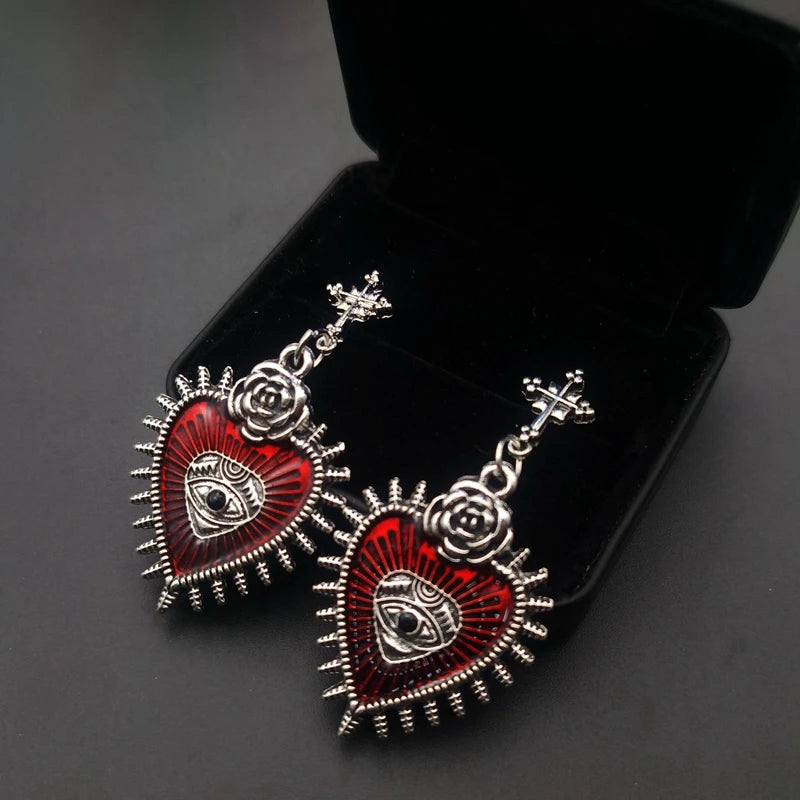 New Cross Occult Diablo Goth Piercing Drop Earrings