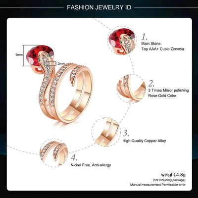 Retro Snake Finger Rings For Women Orange Red Zircon Rose Gold Color Unusual Rings With Stone Women"s Accessories Jewellry R149 FASHION FREANZY