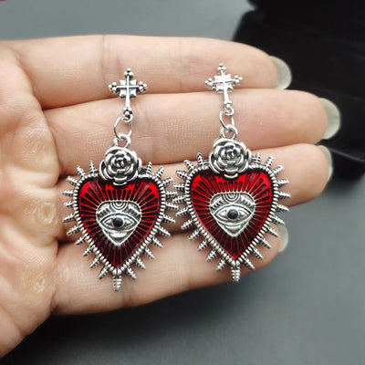 New Cross Occult Diablo Goth Piercing Drop Earrings