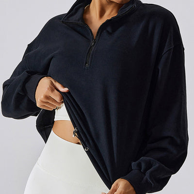 Fleece-lined Sports Sweater Pullover High Collar Outdoor Workout