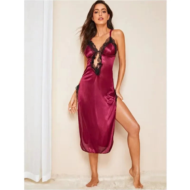 The New Nightgown Female Summer Ice Silk Sexy