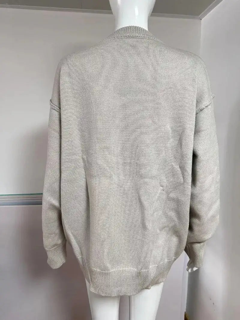 Fashion Loose Knitted Pullover Women‘s Autumn Winter Casual Solid Color O-neck Basic Thick Warm Oversized Knitted Sweater Female FASHION FREANZY