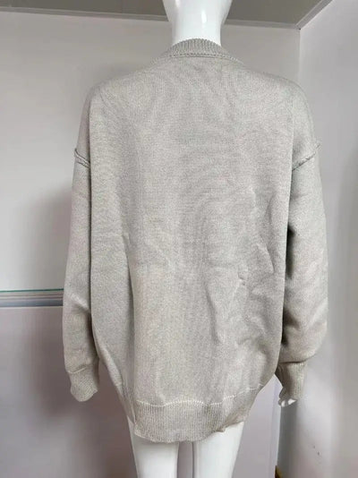 Fashion Loose Knitted Pullover Women‘s Autumn Winter Casual Solid Color O-neck Basic Thick Warm Oversized Knitted Sweater Female FASHION FREANZY