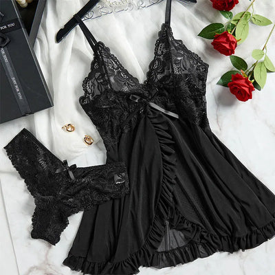 Tulle Suspenders Exquisite Women's Lencerias Lace V-Neck Underwear