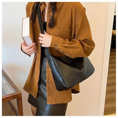 PU Leather Commuter Fashion Vintage Casual Tote Bag Maillard FASHION FREANZY