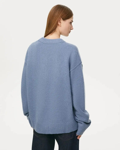 Fashion Loose Knitted Pullover Women‘s Autumn Winter Casual Solid Color O-neck Basic Thick Warm Oversized Knitted Sweater Female FASHION FREANZY