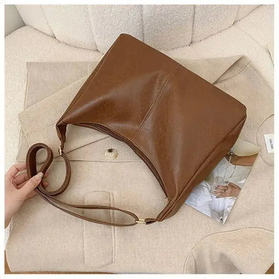 PU Leather Commuter Fashion Vintage Casual Tote Bag Maillard FASHION FREANZY