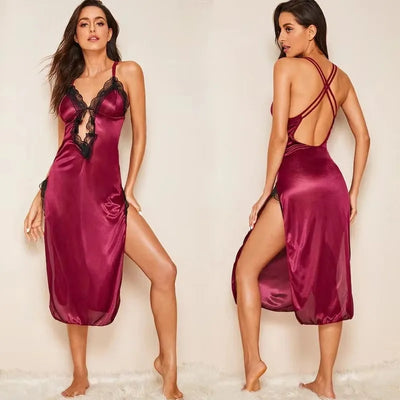 The New Nightgown Female Summer Ice Silk Sexy