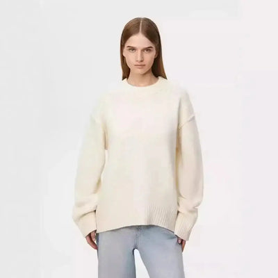 Fashion Loose Knitted Pullover Women‘s Autumn Winter Casual Solid Color O-neck Basic Thick Warm Oversized Knitted Sweater Female FASHION FREANZY