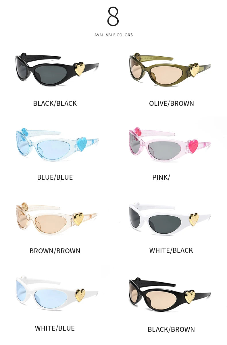 8pcs Brand Sunglasses Women Men Oversized Y2K Trendy Wrap