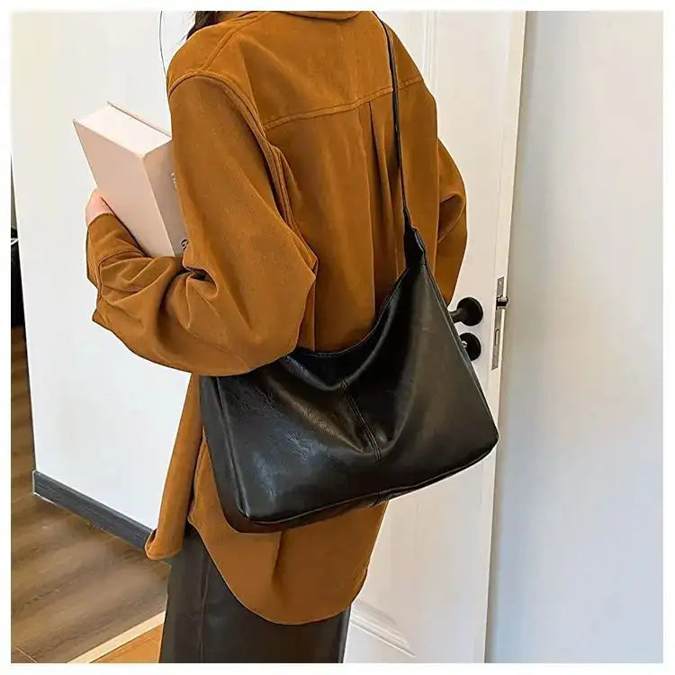 PU Leather Commuter Fashion Vintage Casual Tote Bag Maillard FASHION FREANZY