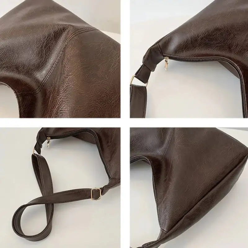 PU Leather Commuter Fashion Vintage Casual Tote Bag Maillard FASHION FREANZY