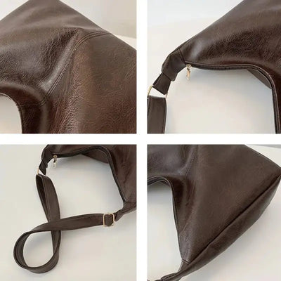 PU Leather Commuter Fashion Vintage Casual Tote Bag Maillard FASHION FREANZY