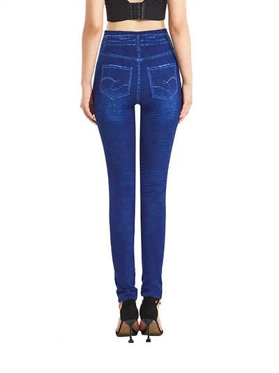 CUHAKCI Solid Color Fake Jeans Ladies Plus Size Jeggings Soft False Denim Yoga Long Pants Women Stretchy Trouser Dropship S-3XL FASHION FREANZY