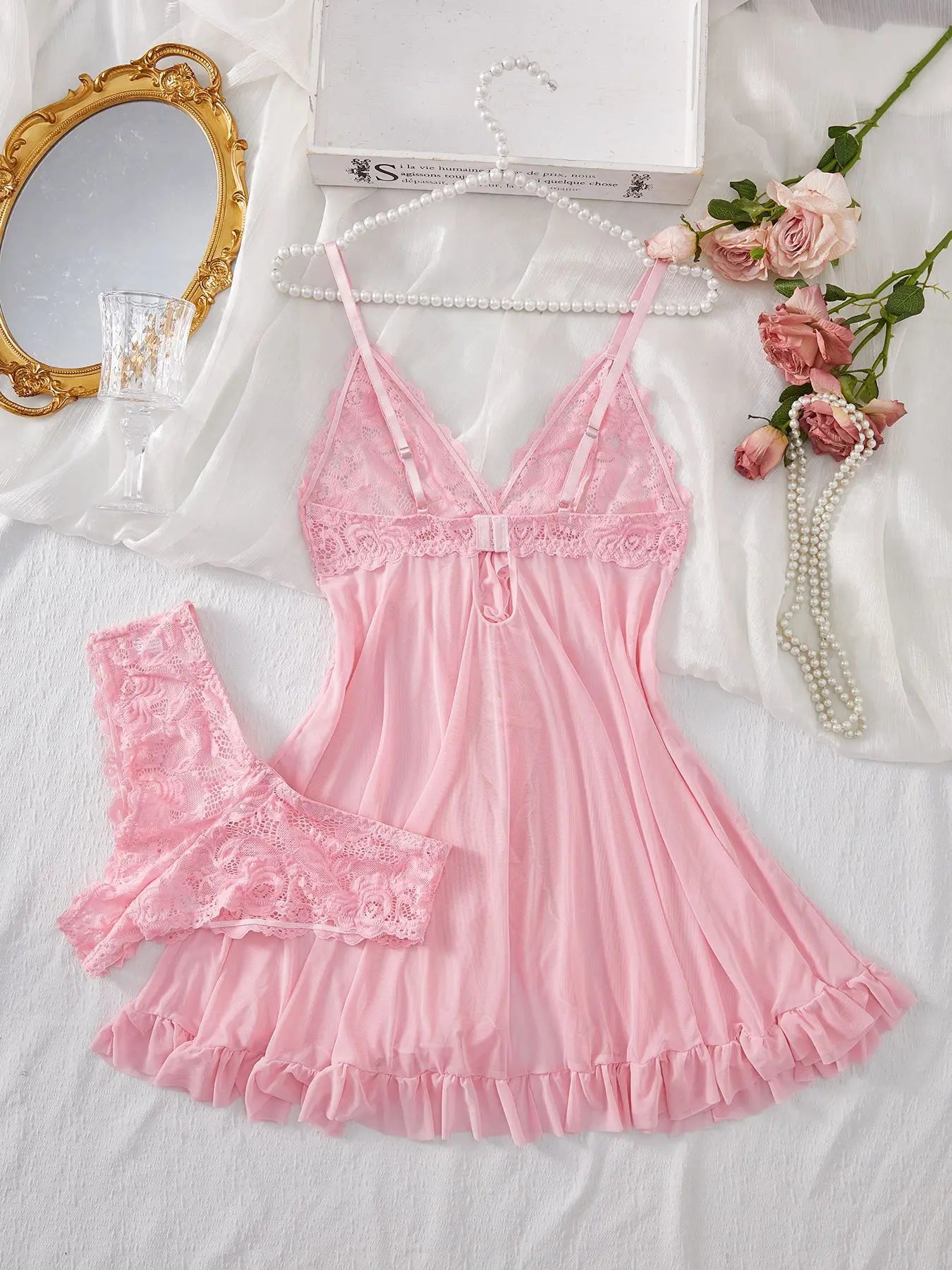 Sexy Lingerie Set Women Erotic Bra Nightdress Sexy Lace Sleepwear