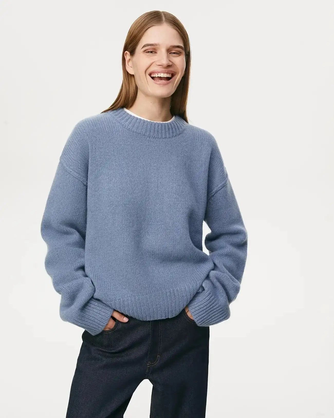 Fashion Loose Knitted Pullover Women‘s Autumn Winter Casual Solid Color O-neck Basic Thick Warm Oversized Knitted Sweater Female FASHION FREANZY