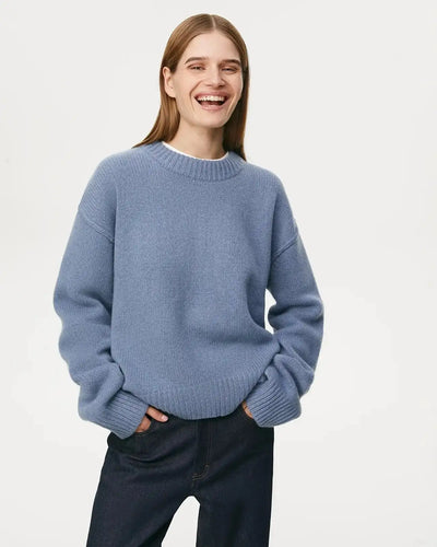 Fashion Loose Knitted Pullover Women‘s Autumn Winter Casual Solid Color O-neck Basic Thick Warm Oversized Knitted Sweater Female FASHION FREANZY