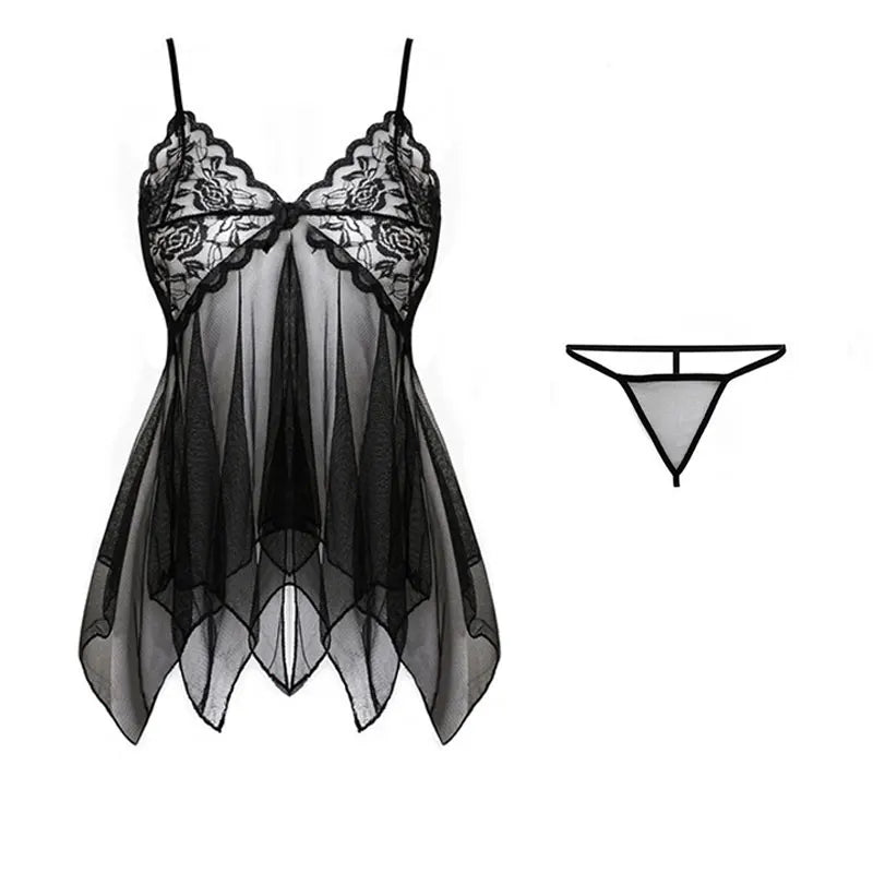 Tulle Suspenders Exquisite Women's Lencerias Lace V-Neck Underwear