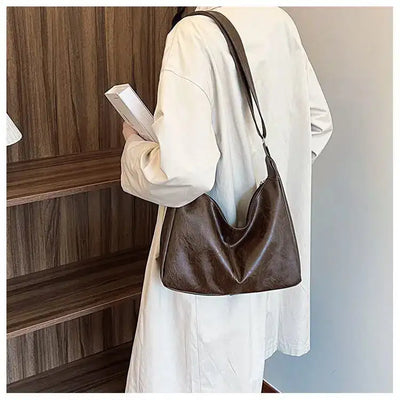 PU Leather Commuter Fashion Vintage Casual Tote Bag Maillard FASHION FREANZY