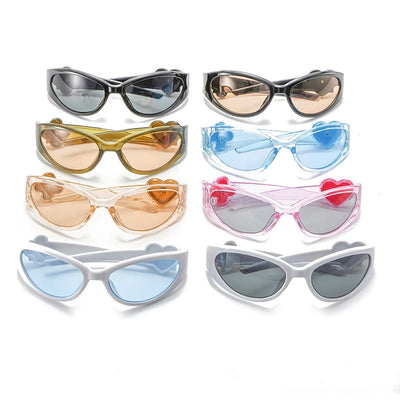 8pcs Brand Sunglasses Women Men Oversized Y2K Trendy Wrap