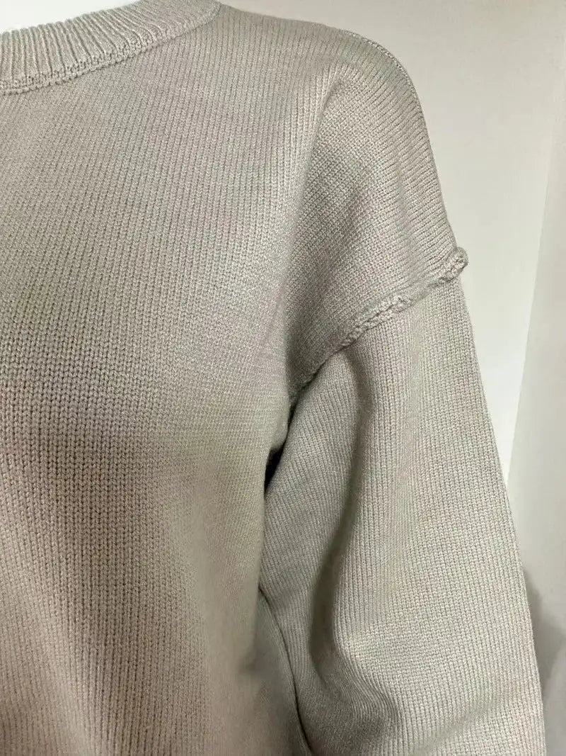 Fashion Loose Knitted Pullover Women‘s Autumn Winter Casual Solid Color O-neck Basic Thick Warm Oversized Knitted Sweater Female FASHION FREANZY