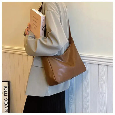 PU Leather Commuter Fashion Vintage Casual Tote Bag Maillard FASHION FREANZY