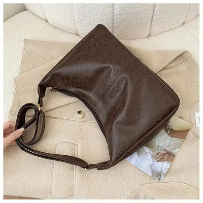 PU Leather Commuter Fashion Vintage Casual Tote Bag Maillard FASHION FREANZY