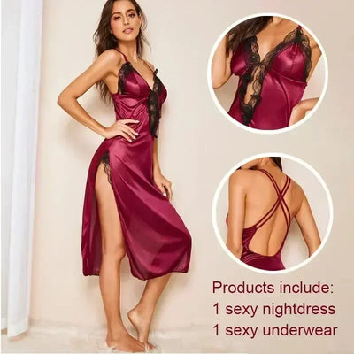 The New Nightgown Female Summer Ice Silk Sexy