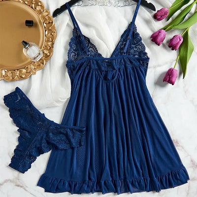 Tulle Suspenders Exquisite Women's Lencerias Lace V-Neck Underwear