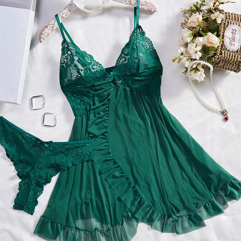 Tulle Suspenders Exquisite Women's Lencerias Lace V-Neck Underwear