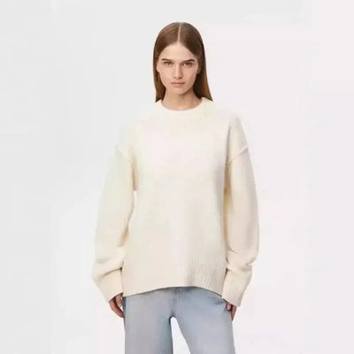 Fashion Loose Knitted Pullover Women‘s Autumn Winter Casual Solid Color O-neck Basic Thick Warm Oversized Knitted Sweater Female FASHION FREANZY