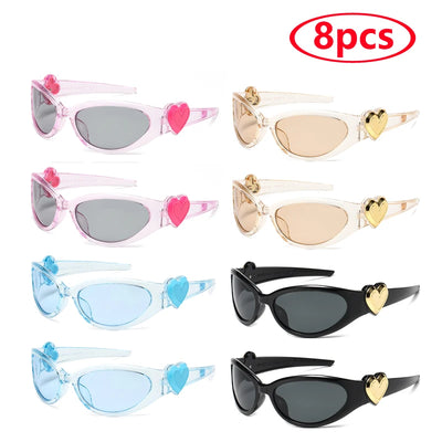 8pcs Brand Sunglasses Women Men Oversized Y2K Trendy Wrap