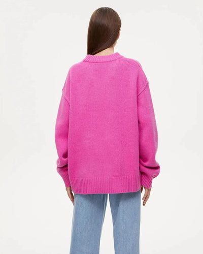 Fashion Loose Knitted Pullover Women‘s Autumn Winter Casual Solid Color O-neck Basic Thick Warm Oversized Knitted Sweater Female FASHION FREANZY