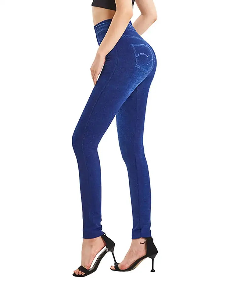 CUHAKCI Solid Color Fake Jeans Ladies Plus Size Jeggings Soft False Denim Yoga Long Pants Women Stretchy Trouser Dropship S-3XL FASHION FREANZY