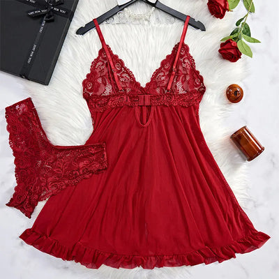 Tulle Suspenders Exquisite Women's Lencerias Lace V-Neck Underwear