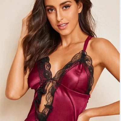 The New Nightgown Female Summer Ice Silk Sexy