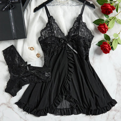 Sexy Lingerie Set Women Erotic Bra Nightdress Sexy Lace Sleepwear