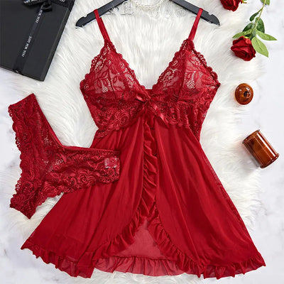 Tulle Suspenders Exquisite Women's Lencerias Lace V-Neck Underwear